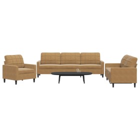 Sofagarnitur mit 3-teiligen braunen Samtkissen von , Sofas - Ref: Foro24-3278438, Preis: 673,05 €, Rabatt: %