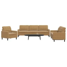 Sofagarnitur mit 3-teiligen braunen Samtkissen von , Sofas - Ref: Foro24-3278438, Preis: 661,64 €, Rabatt: %