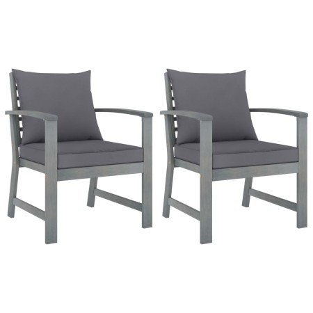 Gartenstuhlkissen 2 Stück dunkelgraues massives Akazienholz von vidaXL, Gartenstühle - Ref: Foro24-311827, Preis: 160,97 €, R...