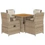 Set comedor de jardín 5 pzas con cojines ratán sintético beige by , Garden sets - Ref: Foro24-3262775, Price: 577,18 €, Disco...