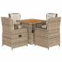 Set comedor de jardín 5 pzas con cojines ratán sintético beige by , Garden sets - Ref: Foro24-3262775, Price: 607,96 €, Disco...