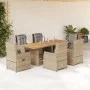 Set comedor de jardín 7 pzas con cojines ratán sintético beige de , Conjuntos de jardín - Ref: Foro24-3262789, Precio: 844,54...