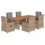 Garten-Essgruppe 7-teilig mit Kissen aus synthetischem Rattan in Beige. von , Gartensets - Ref: Foro24-3262789, Preis: 854,07...