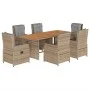 Set comedor de jardín 7 pzas con cojines ratán sintético beige de , Conjuntos de jardín - Ref: Foro24-3262789, Precio: 844,54...