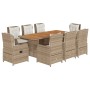 Set comedor de jardín 9 pzas con cojines ratán sintético beige by , Garden sets - Ref: Foro24-3262794, Price: 1,00 €, Discoun...