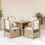 Set comedor de jardín 5 pzas con cojines ratán sintético beige by , Garden sets - Ref: Foro24-3262920, Price: 516,84 €, Disco...