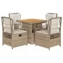 Set comedor de jardín 5 pzas con cojines ratán sintético beige by , Garden sets - Ref: Foro24-3262920, Price: 516,84 €, Disco...