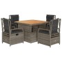 Garten-Essgruppe, 5-teilig, mit grauen Polstern aus synthetischem Rattan von , Gartensets - Ref: Foro24-3262915, Preis: 553,2...
