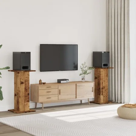 Soportes altavoces 2 uds madera roble envejecido 30x30x80 cm by , Speaker stands - Ref: Foro24-852670, Price: 80,86 €, Discou...