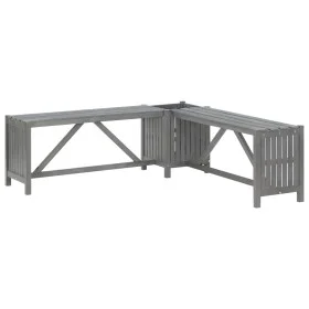 Eckgartenbank mit Blumentopf aus grauem Akazienholz, 117 cm von vidaXL, Gartenbänke - Ref: Foro24-311824, Preis: 90,12 €, Rab...