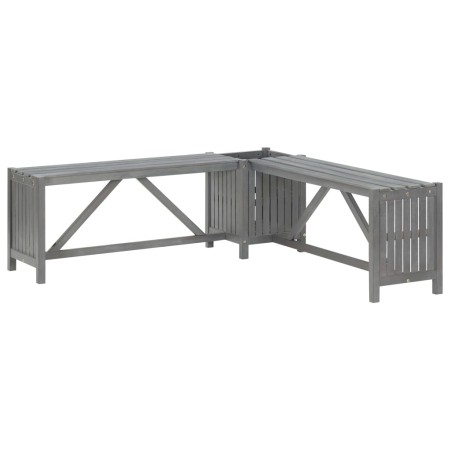 Eckgartenbank mit Blumentopf aus grauem Akazienholz, 117 cm von vidaXL, Gartenbänke - Ref: Foro24-311824, Preis: 91,27 €, Rab...