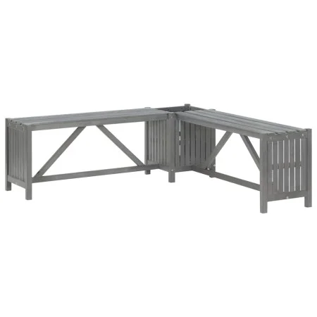 Eckgartenbank mit Blumentopf aus grauem Akazienholz, 117 cm von vidaXL, Gartenbänke - Ref: Foro24-311824, Preis: 89,99 €, Rab...
