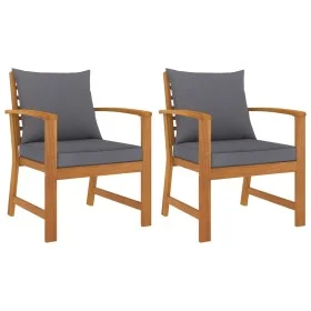 Garden chairs with dark gray cushions 2 pcs solid acacia wood by vidaXL, Garden chairs - Ref: Foro24-311832, Price: 183,16 €,...