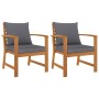 Garden chairs with dark gray cushions 2 pcs solid acacia wood by vidaXL, Garden chairs - Ref: Foro24-311832, Price: 185,72 €,...