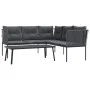 Sofá de jardín con cojines acero y textilene negro by , Garden sets - Ref: Foro24-3283749, Price: 414,46 €, Discount: %