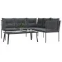 Sofá de jardín con cojines acero y textilene negro by , Garden sets - Ref: Foro24-3283749, Price: 414,46 €, Discount: %