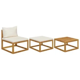 Gartenmöbel 3 Stück cremefarbene Kissen aus massivem Akazienholz von vidaXL, Modulare Sofas für den Außenbereich - Ref: Foro2...