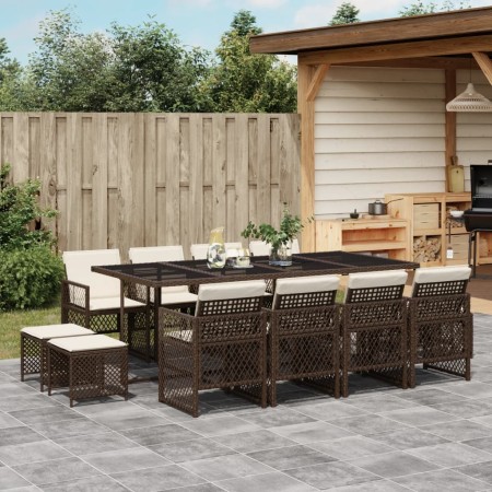 Set muebles de jardín 13 pzas y cojines ratán sintético marrón by , Garden sets - Ref: Foro24-3210801, Price: 679,31 €, Disco...