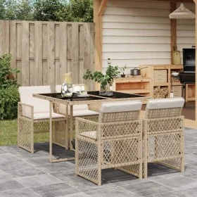 Garten-Essgruppe 5-teilig mit beigen Polstern aus synthetischem Rattan von , Gartensets - Ref: Foro24-3210718, Preis: 307,00 ...
