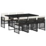 Set de comedor de jardín 7 pzas y cojines ratán sintético negro by , Garden sets - Ref: Foro24-3210726, Price: 390,38 €, Disc...