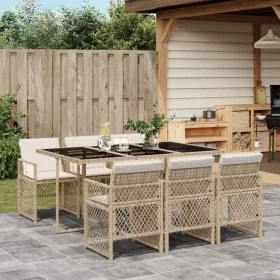Garten-Essgruppe 7-teilig mit Kissen aus synthetischem Rattan in Beige. von , Gartensets - Ref: Foro24-3210730, Preis: 460,08...