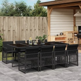 Garten-Essgruppe 9-teilig mit schwarzen Polstern aus synthetischem Rattan von , Gartensets - Ref: Foro24-3210739, Preis: 509,...
