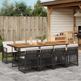 Garten-Essgruppe 9-teilig mit schwarzen Polstern aus synthetischem Rattan von , Gartensets - Ref: Foro24-3210747, Preis: 669,...
