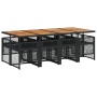 Set de comedor de jardín 9 pzas y cojines ratán sintético negro by , Garden sets - Ref: Foro24-3210747, Price: 669,34 €, Disc...