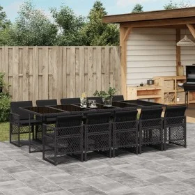 Set de comedor jardín 11 pzas con cojines ratán sintético negro by , Garden sets - Ref: Foro24-3210751, Price: 780,56 €, Disc...