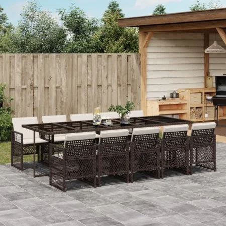 Set comedor de jardín 11 pzas y cojines ratán sintético marrón by , Garden sets - Ref: Foro24-3210753, Price: 819,02 €, Disco...