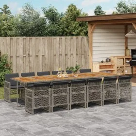 Set comedor de jardín con cojines 13 pzas ratán sintético gris by , Garden sets - Ref: Foro24-3210770, Price: 1,00 €, Discoun...