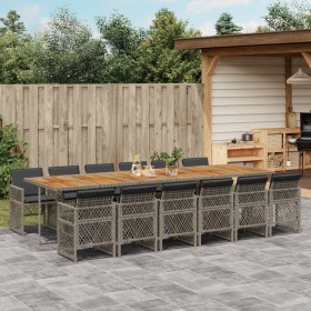 Set comedor de jardín con cojines 13 pzas ratán sintético gris by , Garden sets - Ref: Foro24-3210770, Price: 1,00 €, Discoun...