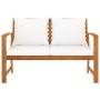 Garden bench 120 cm with cream cushions solid acacia wood by vidaXL, garden benches - Ref: Foro24-311829, Price: 173,16 €, Di...