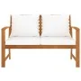 Garden bench 120 cm with cream cushions solid acacia wood by vidaXL, garden benches - Ref: Foro24-311829, Price: 170,69 €, Di...