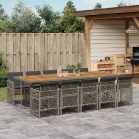 Set de comedor de jardín 11 pzas y cojines ratán sintético gris by , Garden sets - Ref: Foro24-3210758, Price: 884,67 €, Disc...