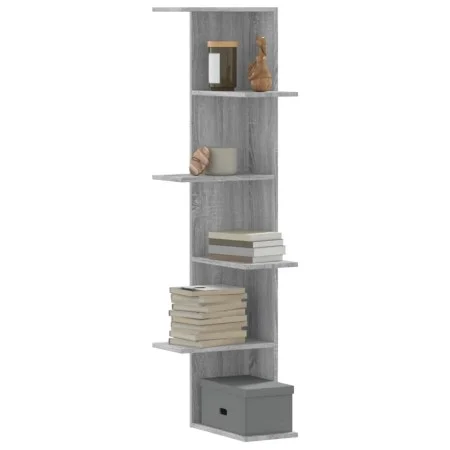 Eck-Wandregal aus Sonoma-Griff in Grau aus Holz, 36,5x36,5x140 cm. von , Regale und Regale - Ref: Foro24-852632, Preis: 54,70...