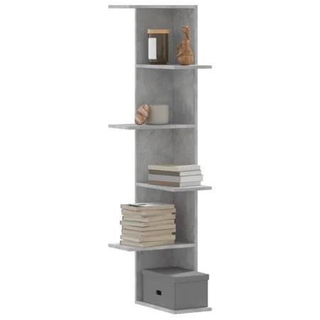 Eck-Wandregal aus grauem Holz und Beton 36,5x36,5x140 cm. von , Regale und Regale - Ref: Foro24-852630, Preis: 50,22 €, Rabat...