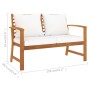 Garden bench 120 cm with cream cushions solid acacia wood by vidaXL, garden benches - Ref: Foro24-311829, Price: 173,16 €, Di...