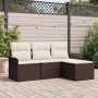 Conjunto de sofá de jardín 4 pcs Marrón 55 x 55 x 37 cm