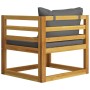 Gartenstuhl mit dunkelgrauen Kissen aus massivem Akazienholz von vidaXL, Modulare Sofas für den Außenbereich - Ref: Foro24-31...