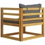 Gartenstuhl mit dunkelgrauen Kissen aus massivem Akazienholz von vidaXL, Modulare Sofas für den Außenbereich - Ref: Foro24-31...
