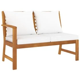 Garden bench 114.5 cm with cream cushions solid acacia wood by vidaXL, Modular outdoor sofas - Ref: Foro24-311836, Price: 189...