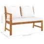 Garden bench 114.5 cm with cream cushions solid acacia wood by vidaXL, Modular outdoor sofas - Ref: Foro24-311836, Price: 189...