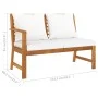 Garden bench 114.5 cm with cream cushions solid acacia wood by vidaXL, Modular outdoor sofas - Ref: Foro24-311836, Price: 189...