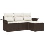Conjunto de sofá de jardín 4 pcs Marrón 55 x 55 x 37 cm
