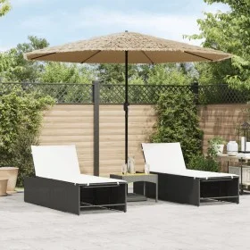 Gartenschirm mit LED-Lichtern, Stahlmast, braun, 324x324x247 cm. von , Sonnenschirme - Ref: Foro24-4005122, Preis: 129,17 €, ...