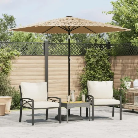 Gartenschirm mit LED-Lichtern, Stahlmast, braun, 268x268x226 cm. von , Sonnenschirme - Ref: Foro24-4005120, Preis: 109,38 €, ...