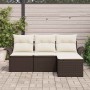 Conjunto de sofá de jardín 4 pcs Marrón 55 x 55 x 37 cm