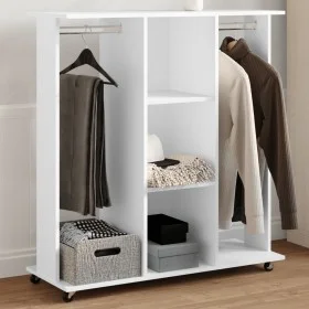 Armario con ruedas madera ingeniería blanco 102x38x110 cm by , Clothing and closet storage - Ref: Foro24-848031, Price: 122,5...