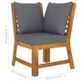 Ecksofa aus massivem Akazienholz mit dunkelgrauen Kissen von vidaXL, Modulare Sofas für den Außenbereich - Ref: Foro24-311841...